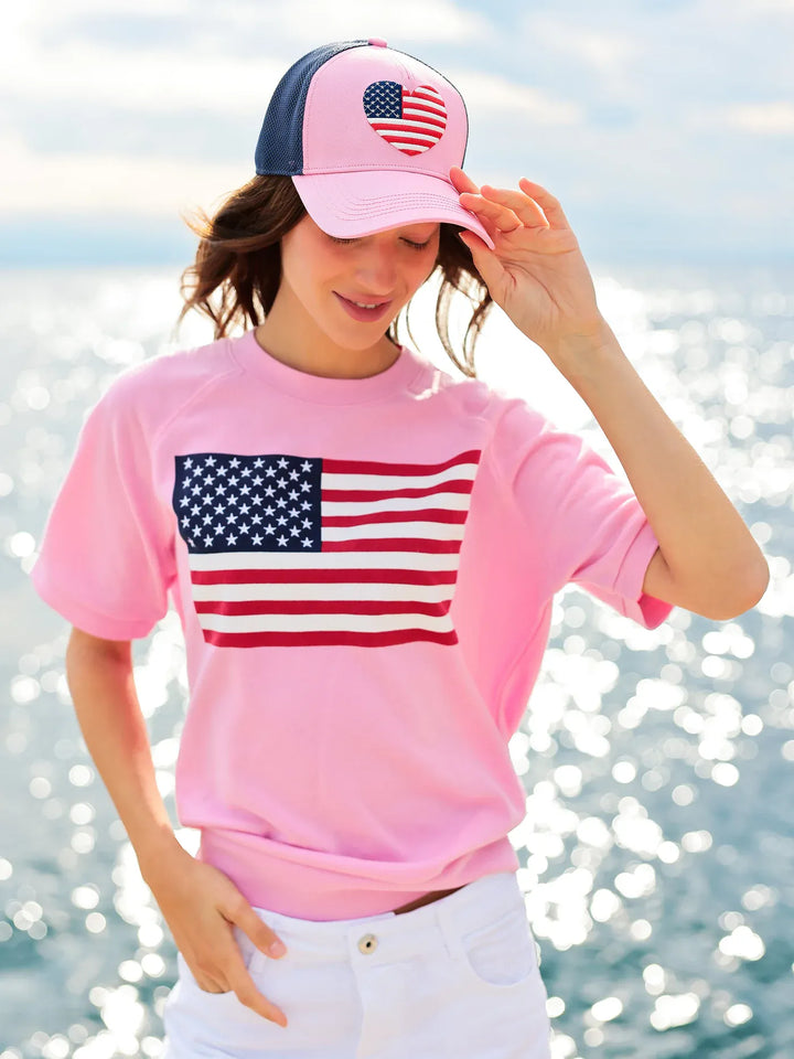 Shiraleah Sweatshirt Flag Short Sleeve Sweatshirt