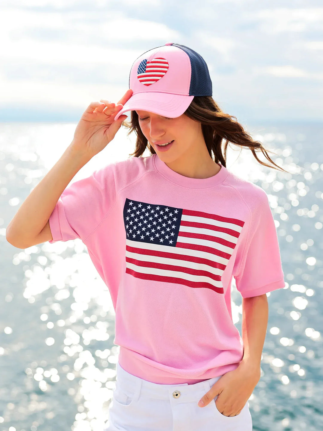 Shiraleah Sweatshirt Flag Short Sleeve Sweatshirt