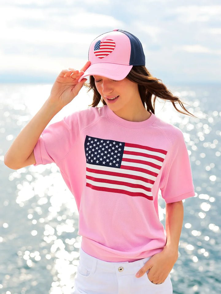 Shiraleah Sweatshirt Flag Short Sleeve Sweatshirt