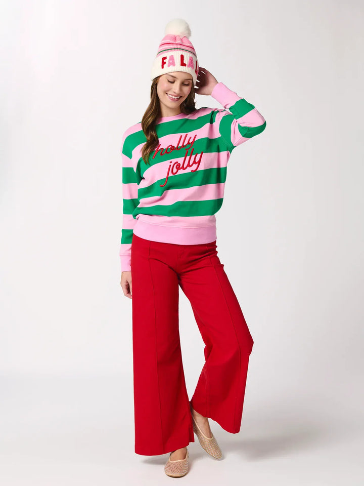 Shiraleah Sweatshirt Holly Jolly Striped Classic Sweatshirt