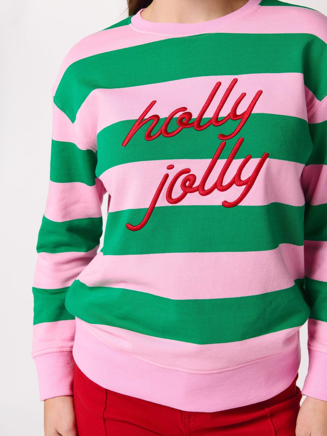 Shiraleah Sweatshirt Holly Jolly Striped Classic Sweatshirt