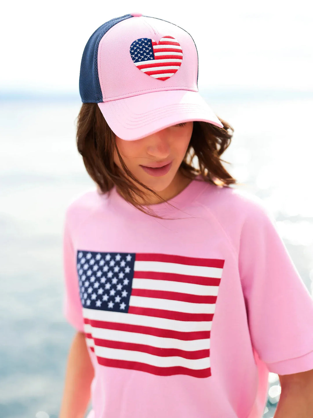 Shiraleah Sweatshirt Pink / S Flag Short Sleeve Sweatshirt