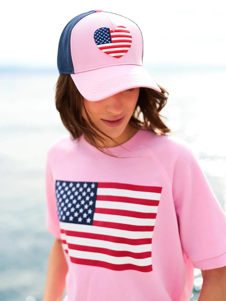 Shiraleah Sweatshirt Pink / S Flag Short Sleeve Sweatshirt