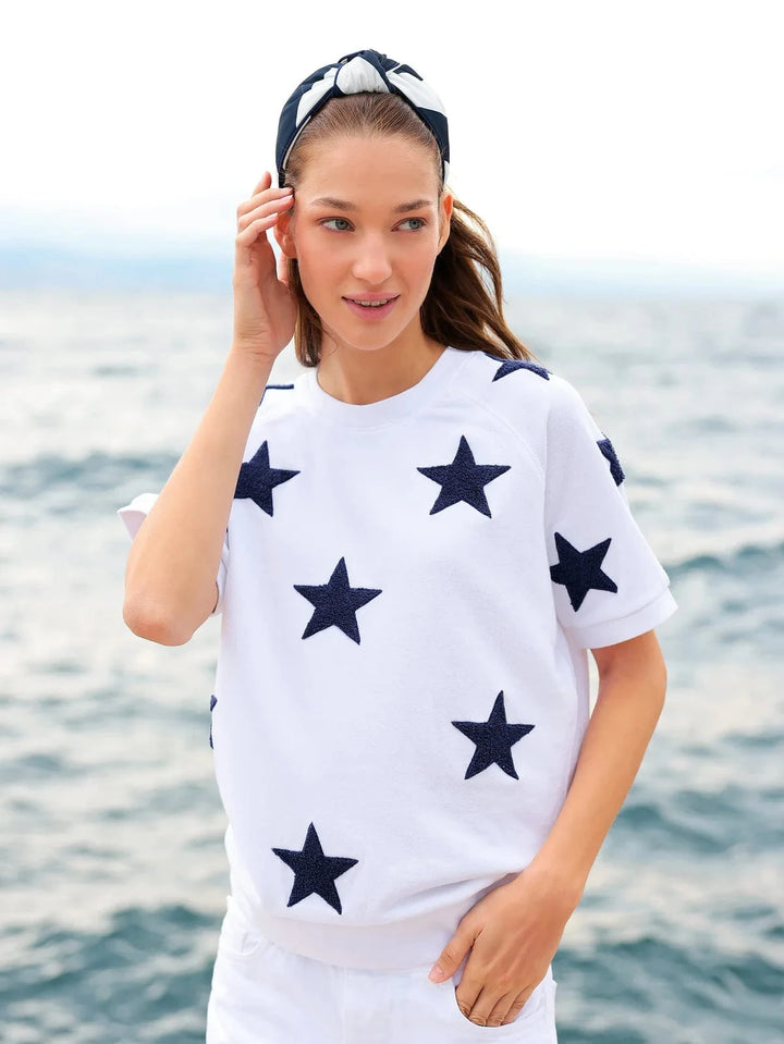 Shiraleah Sweatshirt Stars Lightweight Short Sleeve Sweatshirt