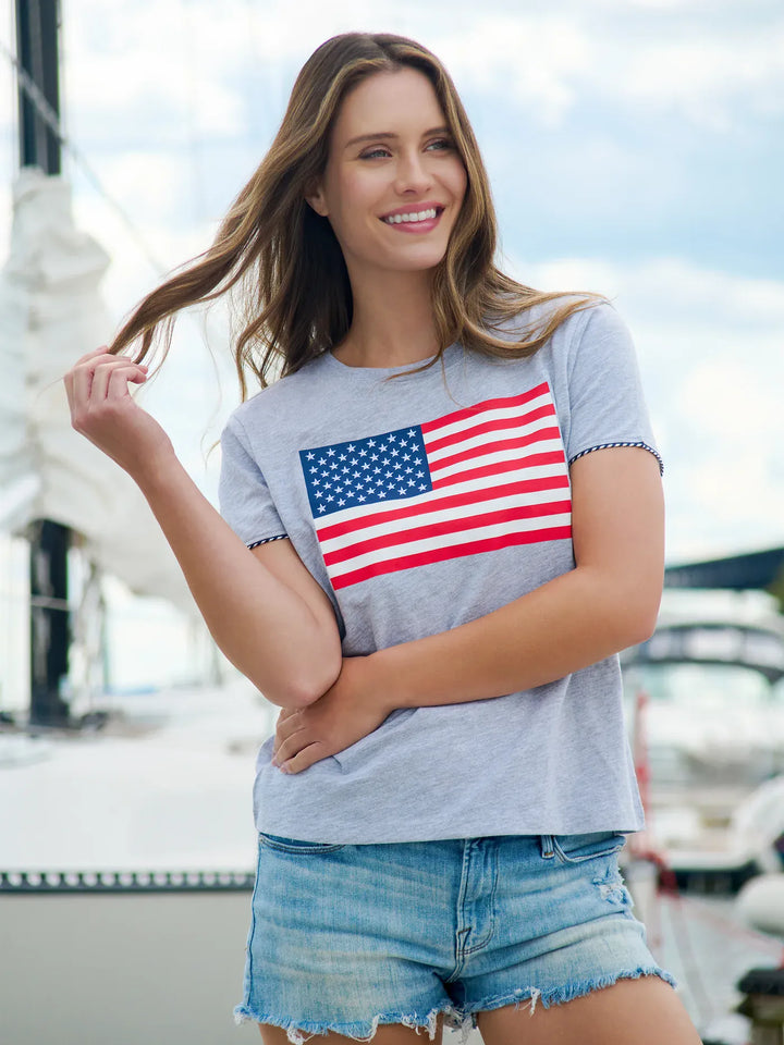 Shiraleah Tee Grey / S American Flag Relaxed Tee