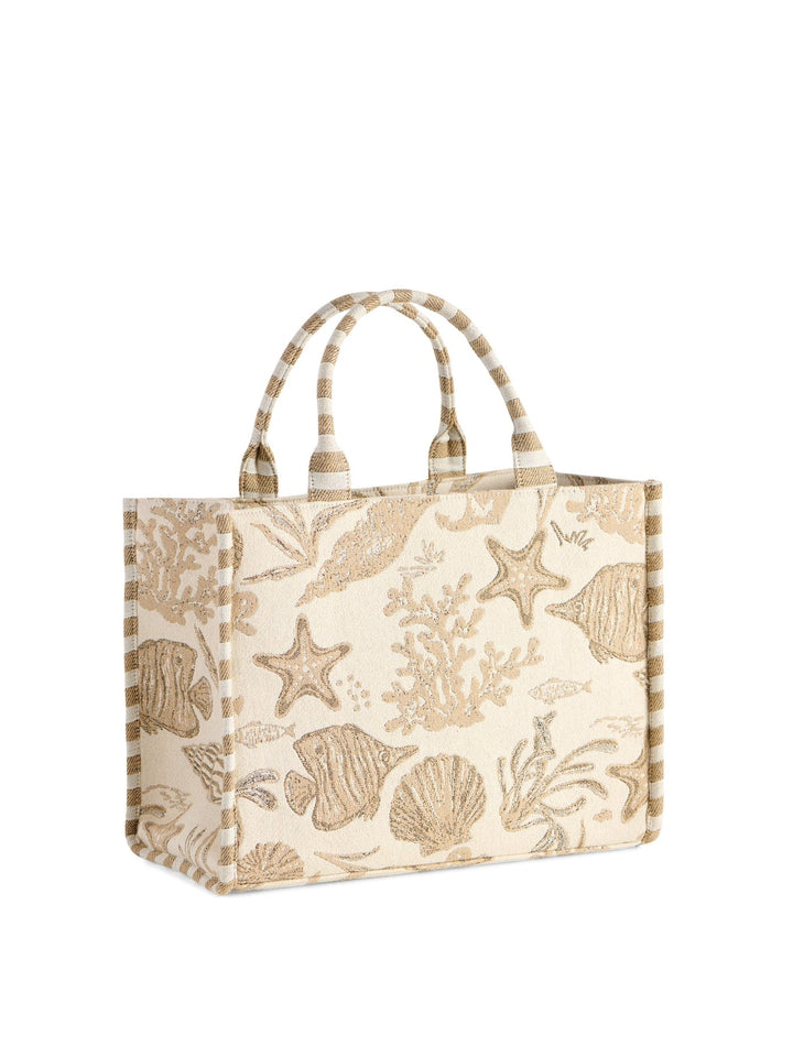 Shiraleah Tote Beige Coastal Jacquard Tote