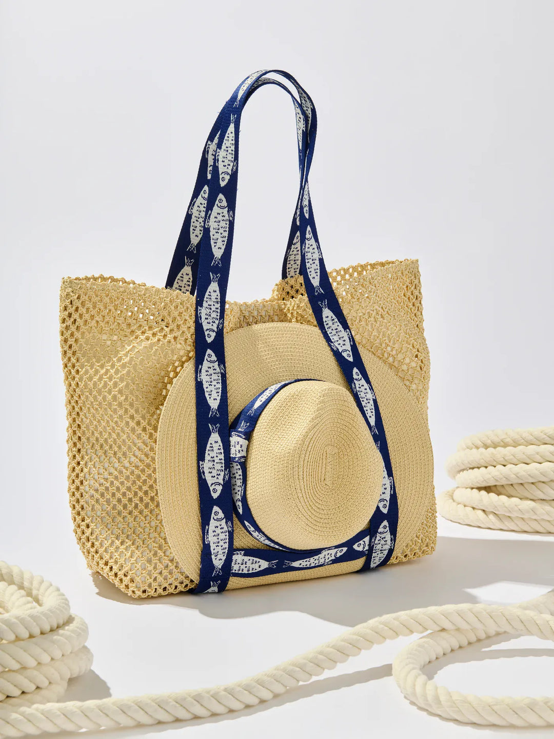 Shiraleah Tote Navy Fisher Tote &amp; Hat Set