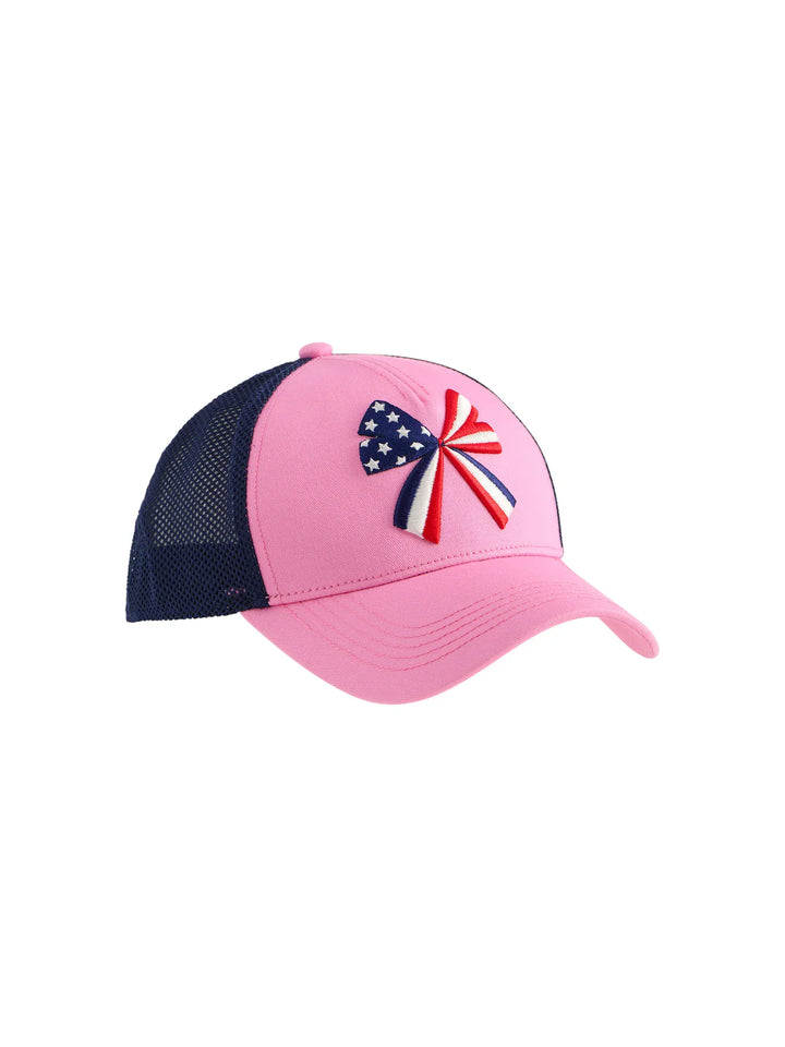 Shiraleah Trucker Hats Pink Bow Flag Trucker Hat