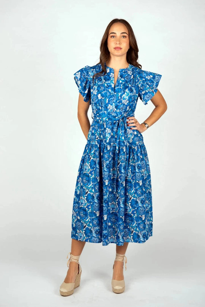 Sincerely Ours Dress Blue Peonies / XS Cala Midi Dress
