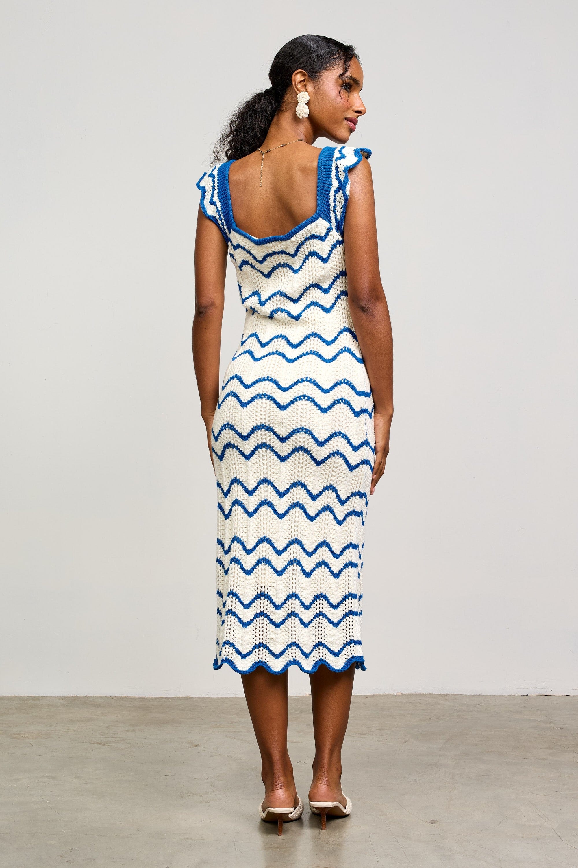 Celine Scalloped Knit Dress – Teal Poppy