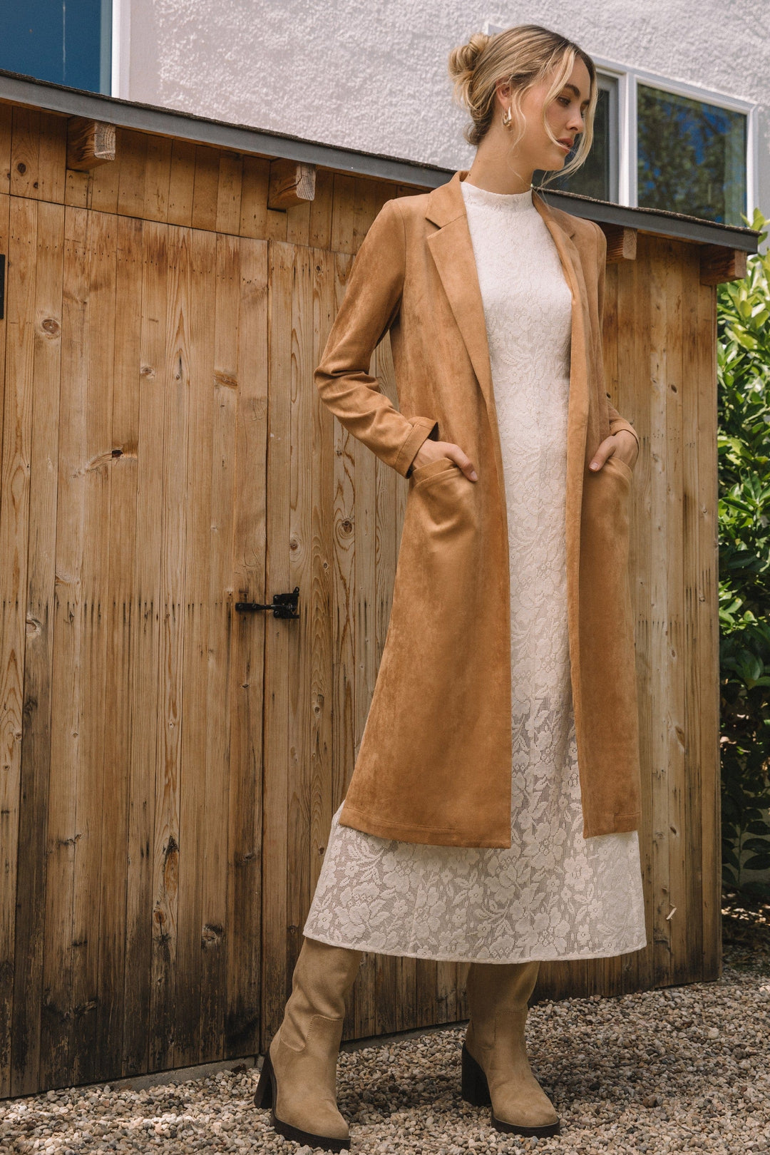 Skies Are Blue Duster Camel / XS Sadie Faux Suede Duster