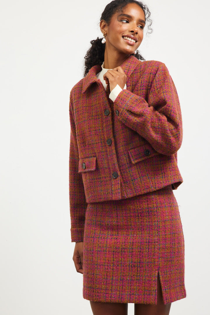 Skies Are Blue Jacket Plum Camel / XS Anne Tweed Jacket