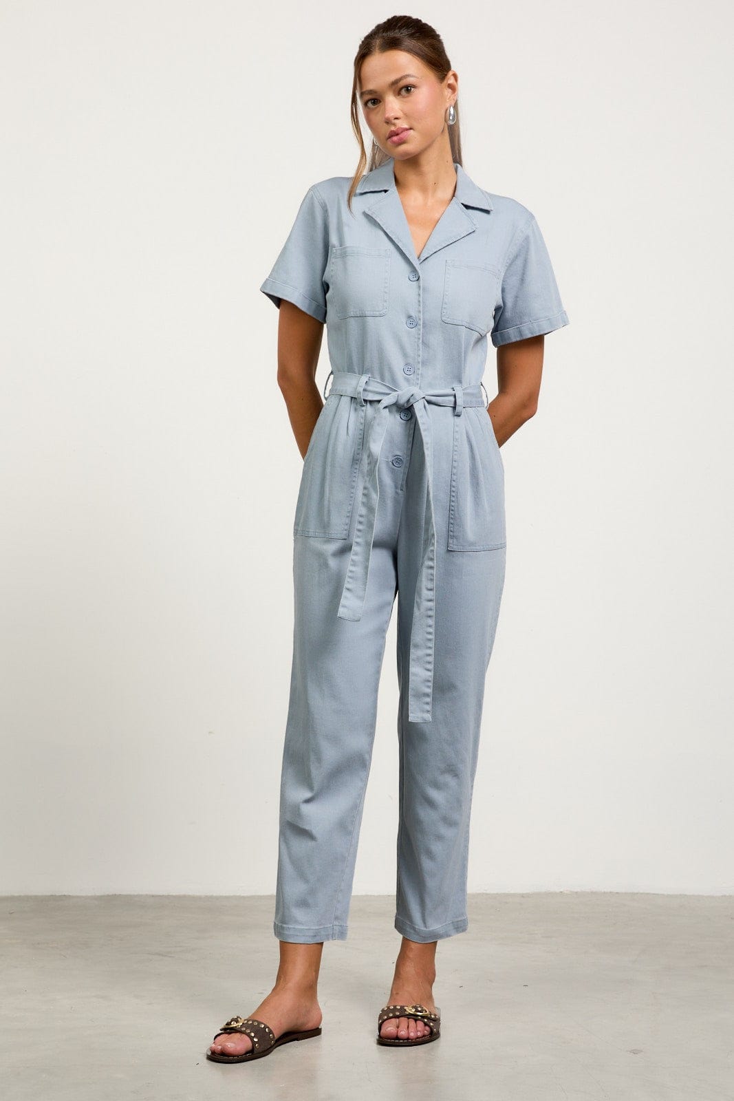 Skies Are Blue Jumpsuit Dusty Blue / XS Kendall Washed Utility Jumpsuit