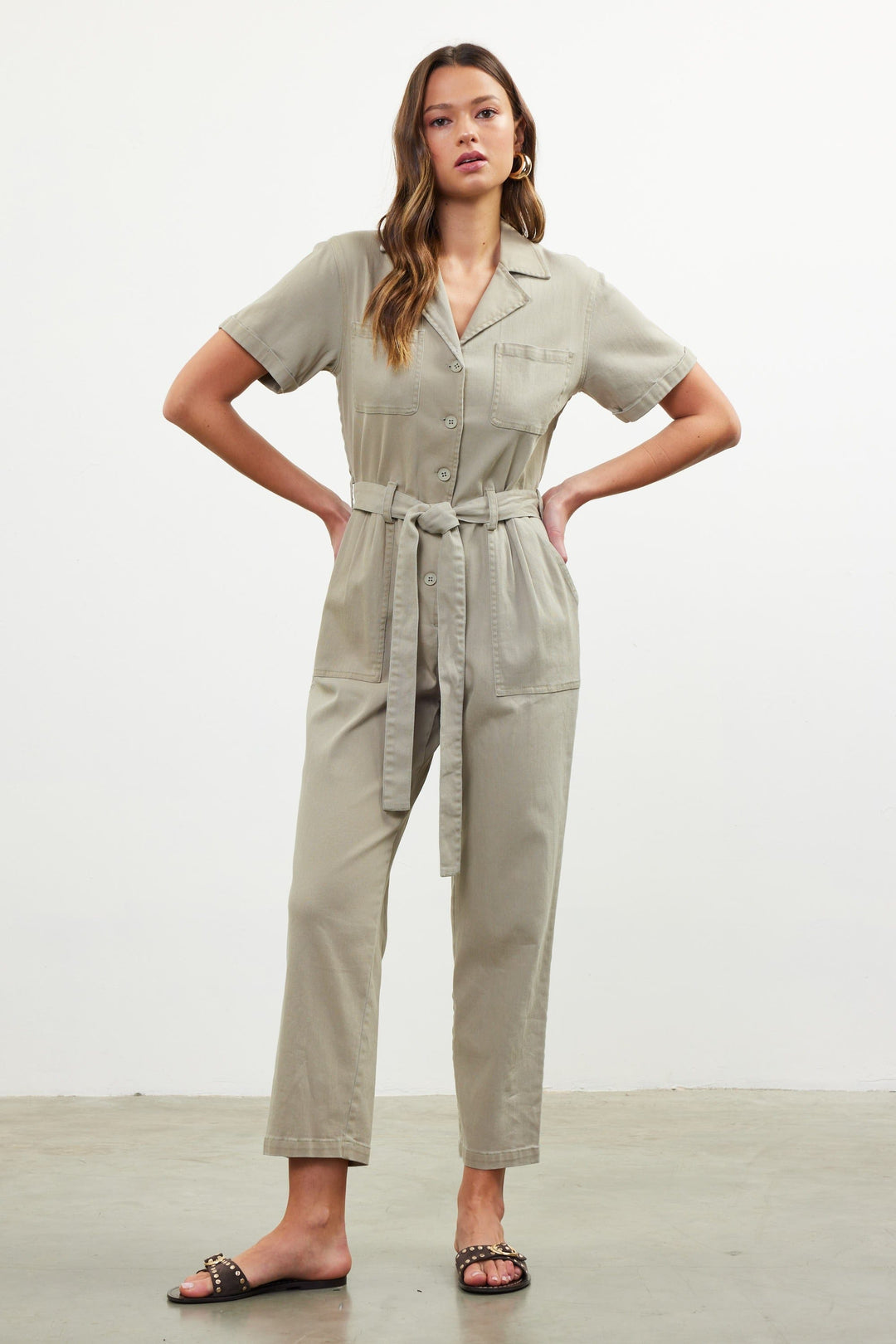 Skies Are Blue Jumpsuit Sage / XS Kendall Washed Utility Jumpsuit