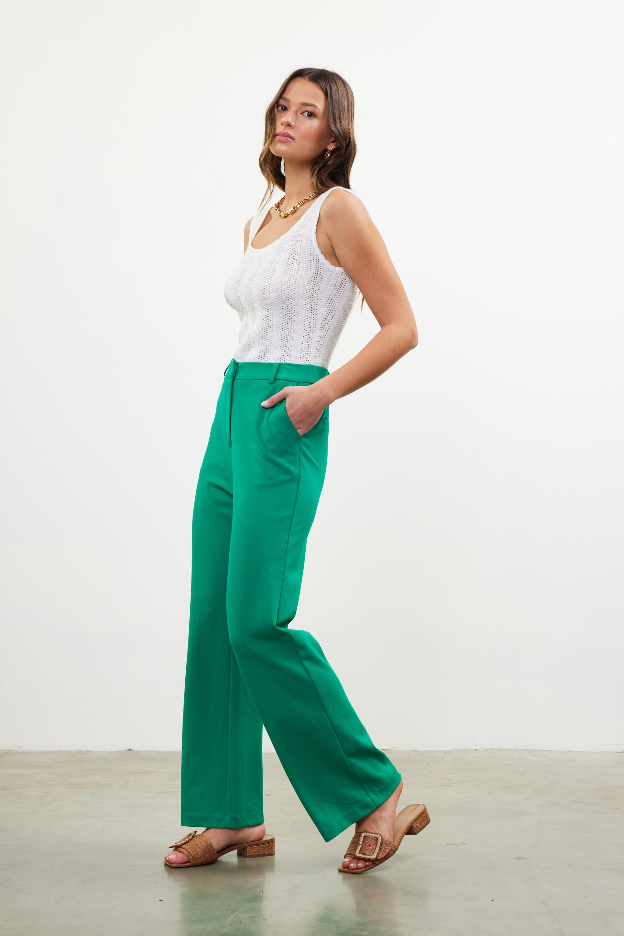 Celine Straight Fit Pants – Teal Poppy Celine Straight Fit Pants – Teal Poppy