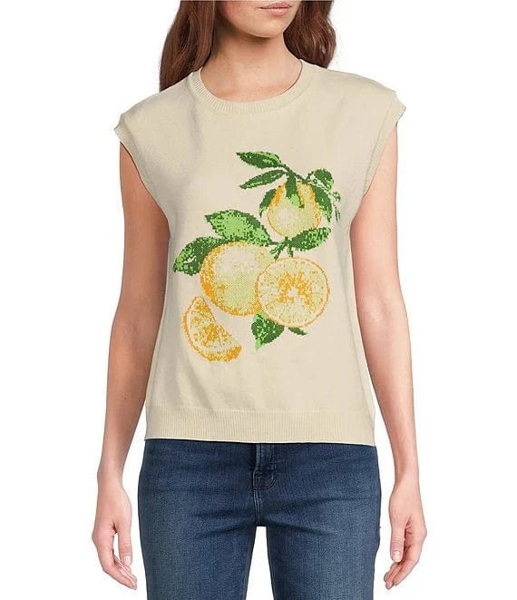 Skies Are Blue Top Ivory / Lemon / XS Lemon Intarsia Sweater Top