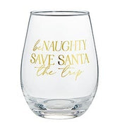 Slant Collections Be Naughty Wineglass & Popper Gift Set - Be Naughty Save Santa
