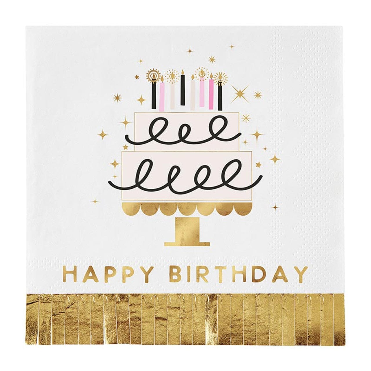 Foil Fringe Napkins - Birthday Cake