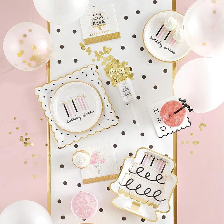 Slant Collections Decor Foil Fringe Napkins - Birthday Cake