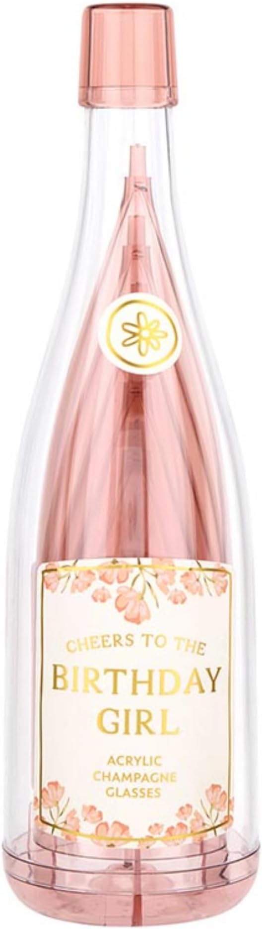 Slant Collections Gift Birthday Girl Champagne Bottle Party Flutes 5-Pack