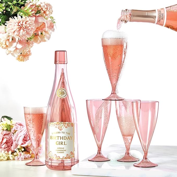 Slant Collections Gift Champagne Bottle Party Flutes 5-Pack