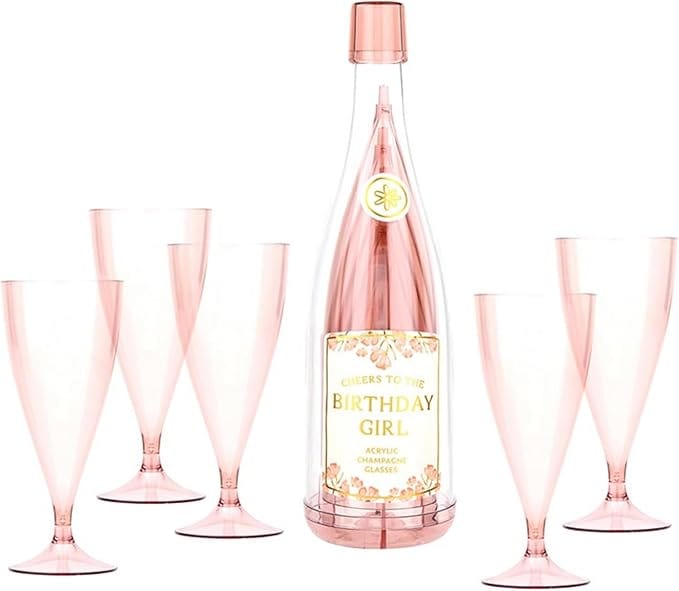 Slant Collections Gift Champagne Bottle Party Flutes 5-Pack