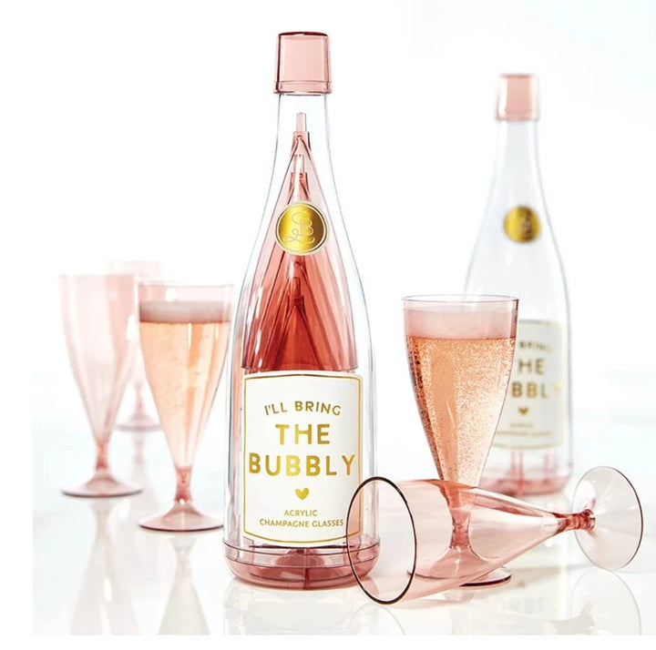 Slant Collections Gift Champagne Bottle Party Flutes 5-Pack