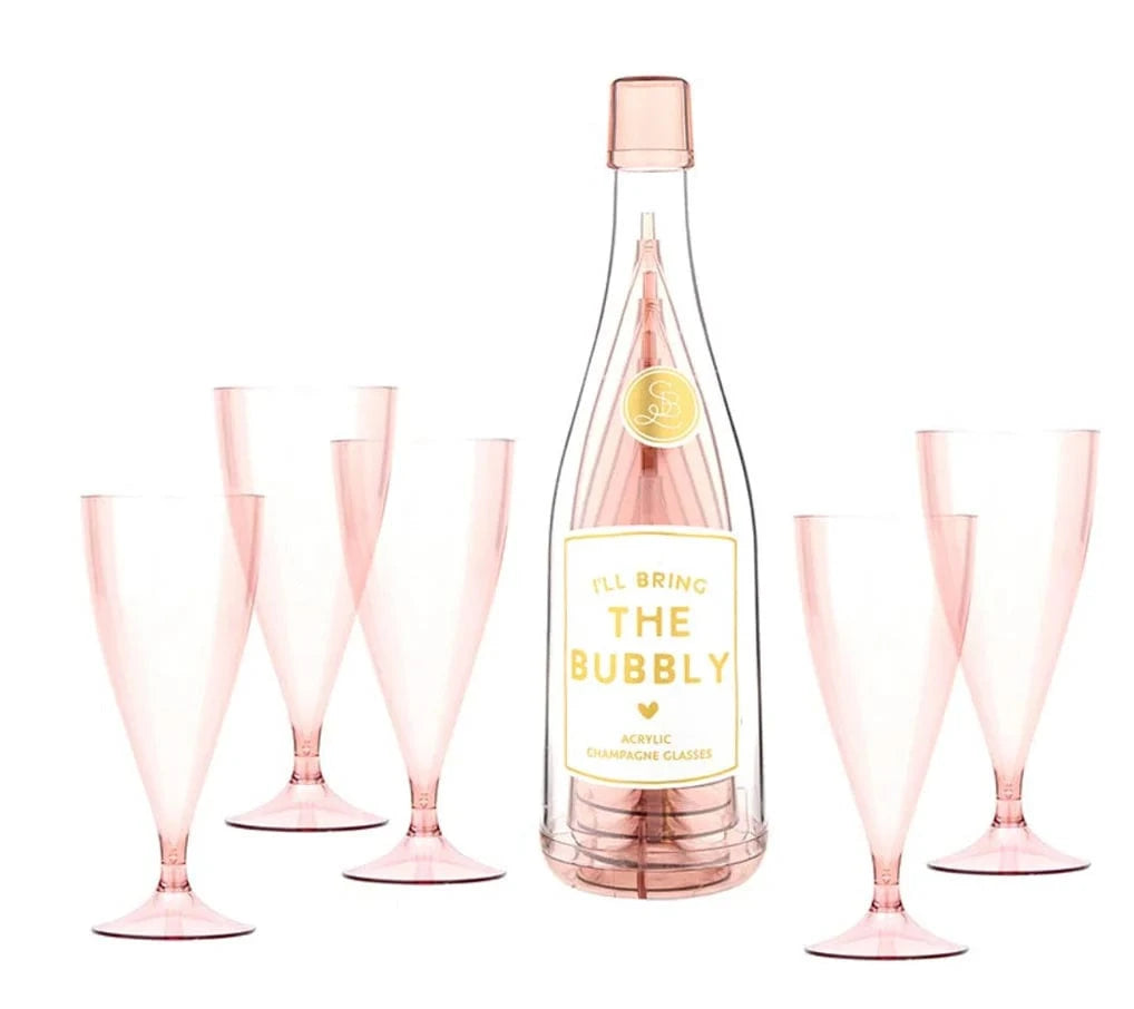 Slant Collections Gift Champagne Bottle Party Flutes 5-Pack