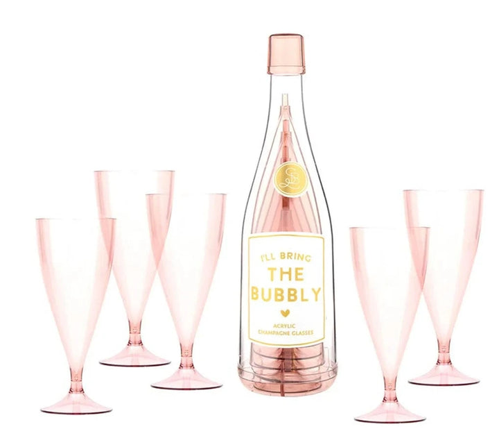 Slant Collections Gift Champagne Bottle Party Flutes 5-Pack