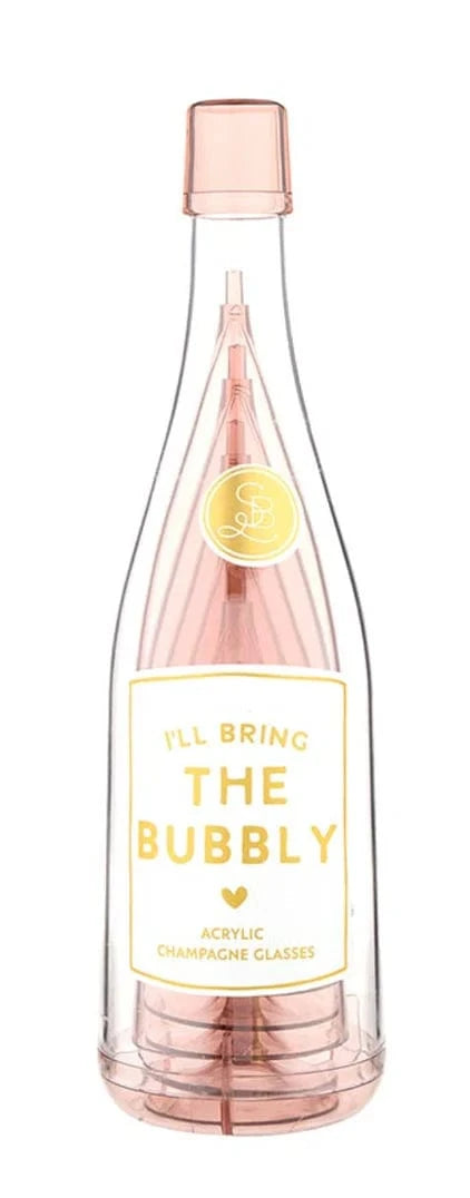 Slant Collections Gift The Bubbly Champagne Bottle Party Flutes 5-Pack