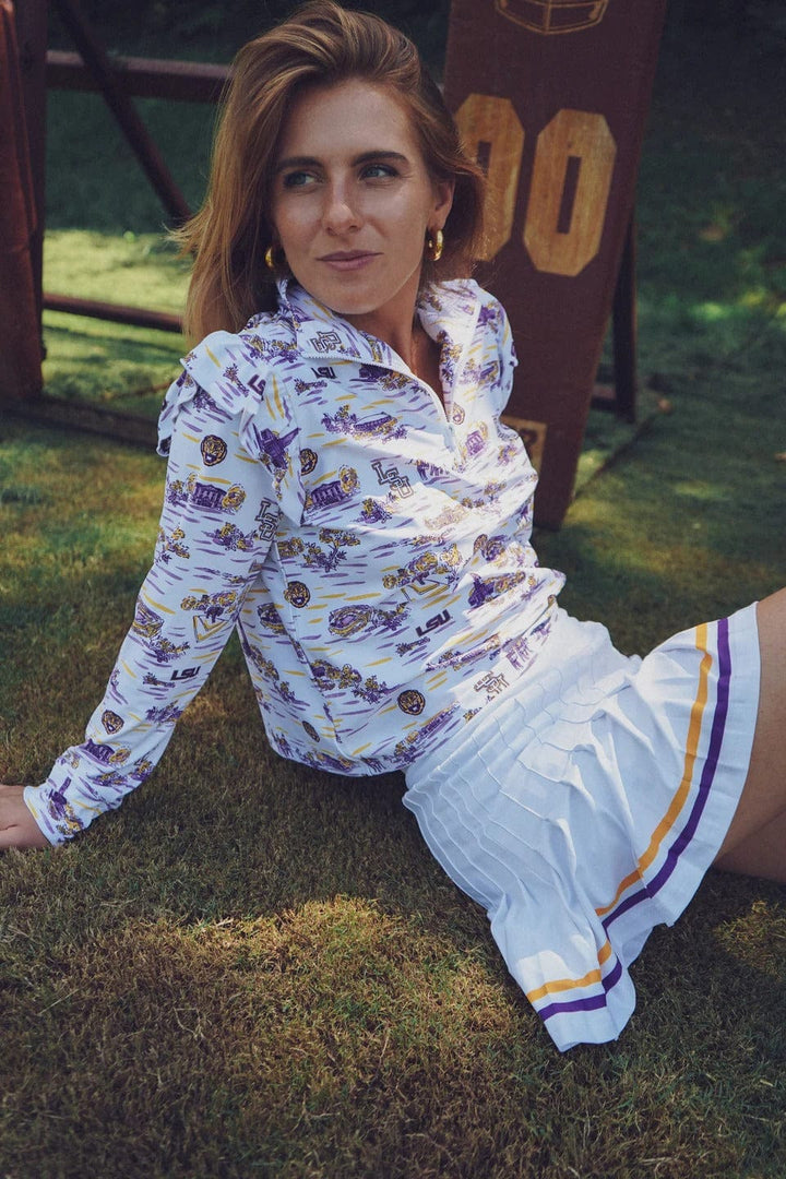 Smith & Quinn Skort The Gwen Skort - White with LSU Gold/Purple