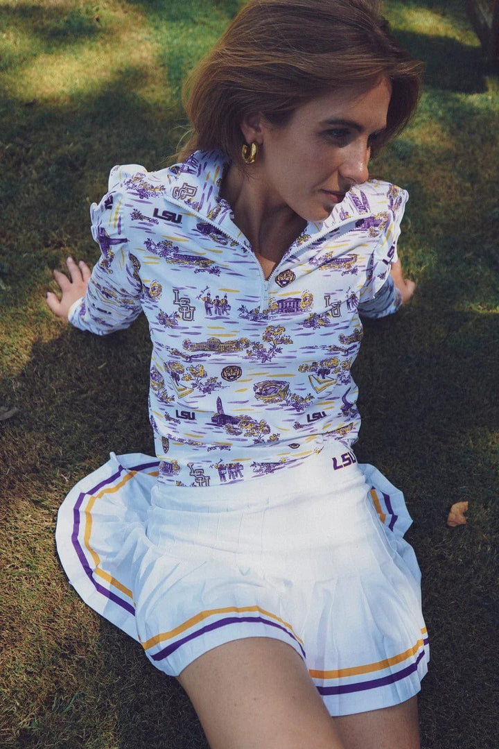 Smith & Quinn Skort The Gwen Skort - White with LSU Gold/Purple