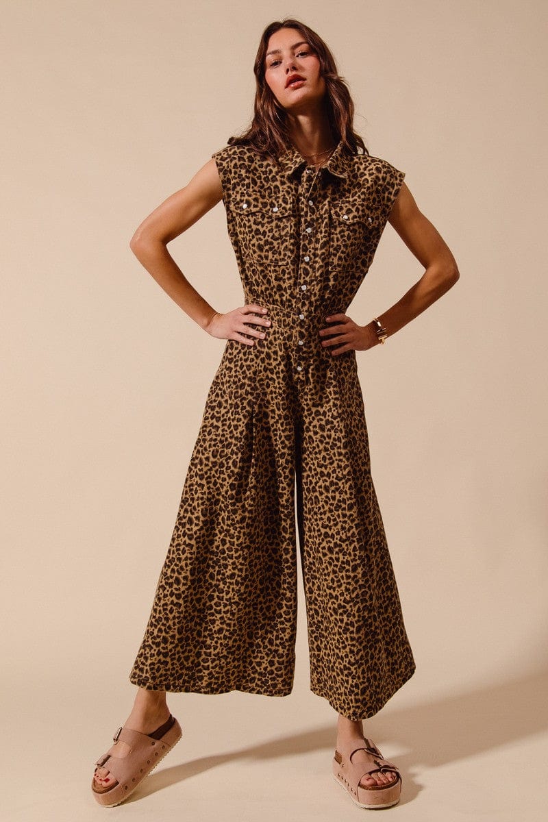So Me Jumpsuit Leopard / S Everlee Wide Leg Jumpsuit
