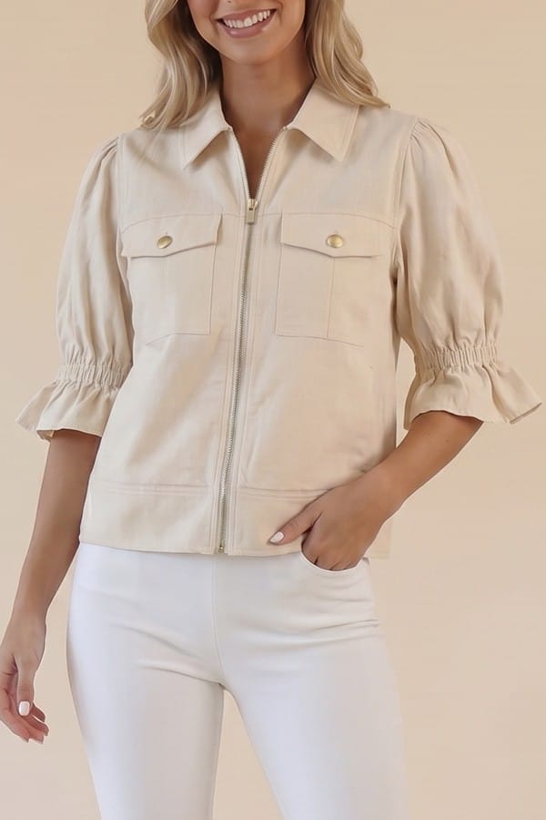 Star Drop Jacket Cream / S Seline Puff Sleeve Zip Jacket
