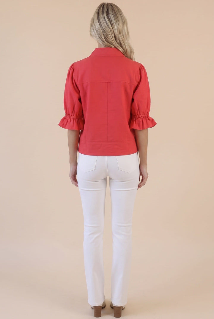 Star Drop Jacket Seline Puff Sleeve Zip Jacket
