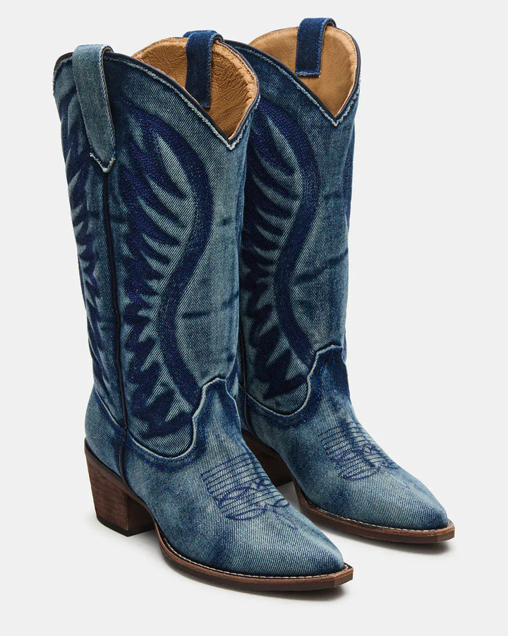 Steve Madden Boots Denim Fabric / 6 Albany Western Boot