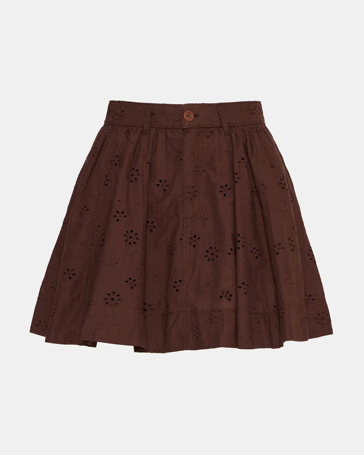 Steve Madden Vanny Mini Skirt in black, featuring a sleek, fitted design with a stylish waistband and smooth fabric.