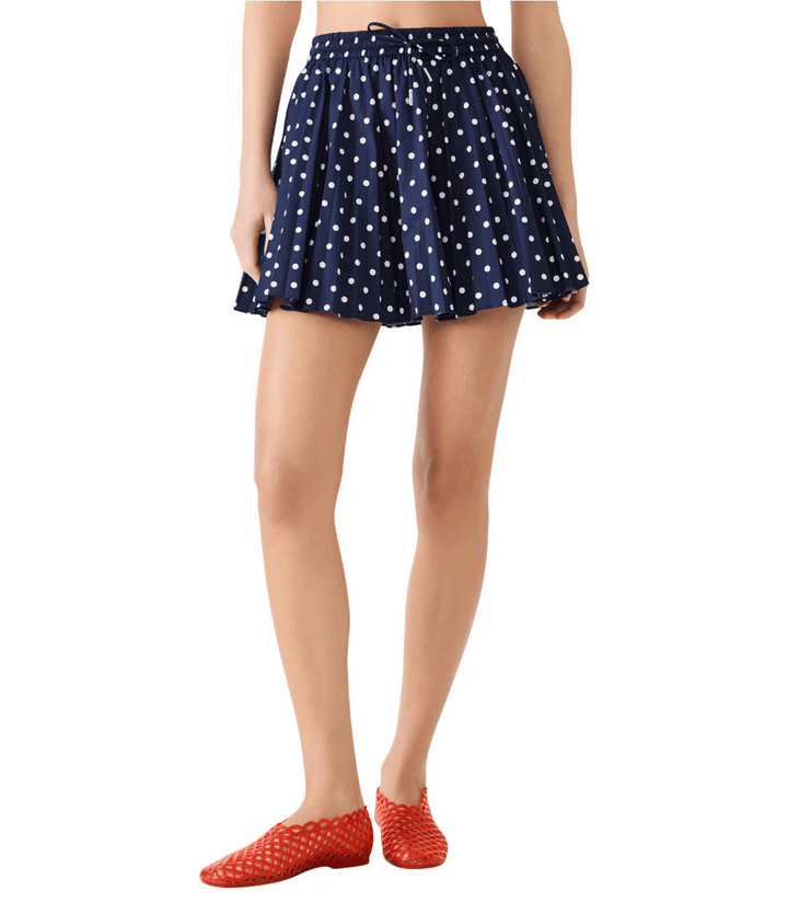 Steve Madden Skirt Sailor Blue / XS Tyria Polka Dot Poplin Flare Mini Skirt