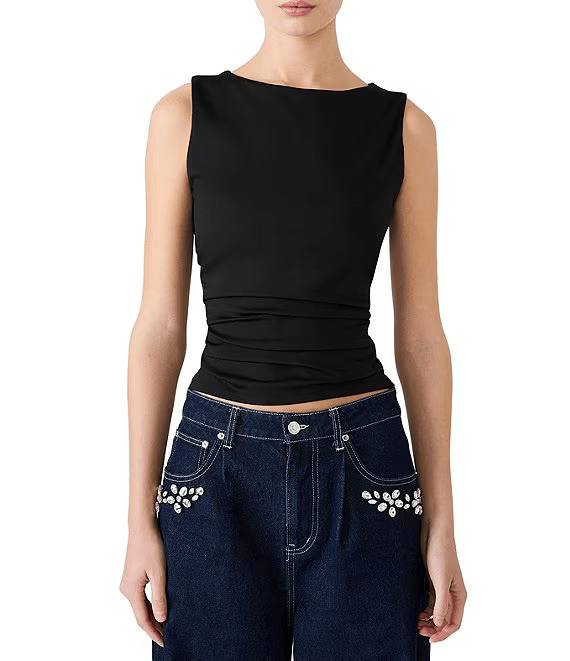 Steve Madden Tank Black / XS Adair Boat Neck Sleeveless Tank Top