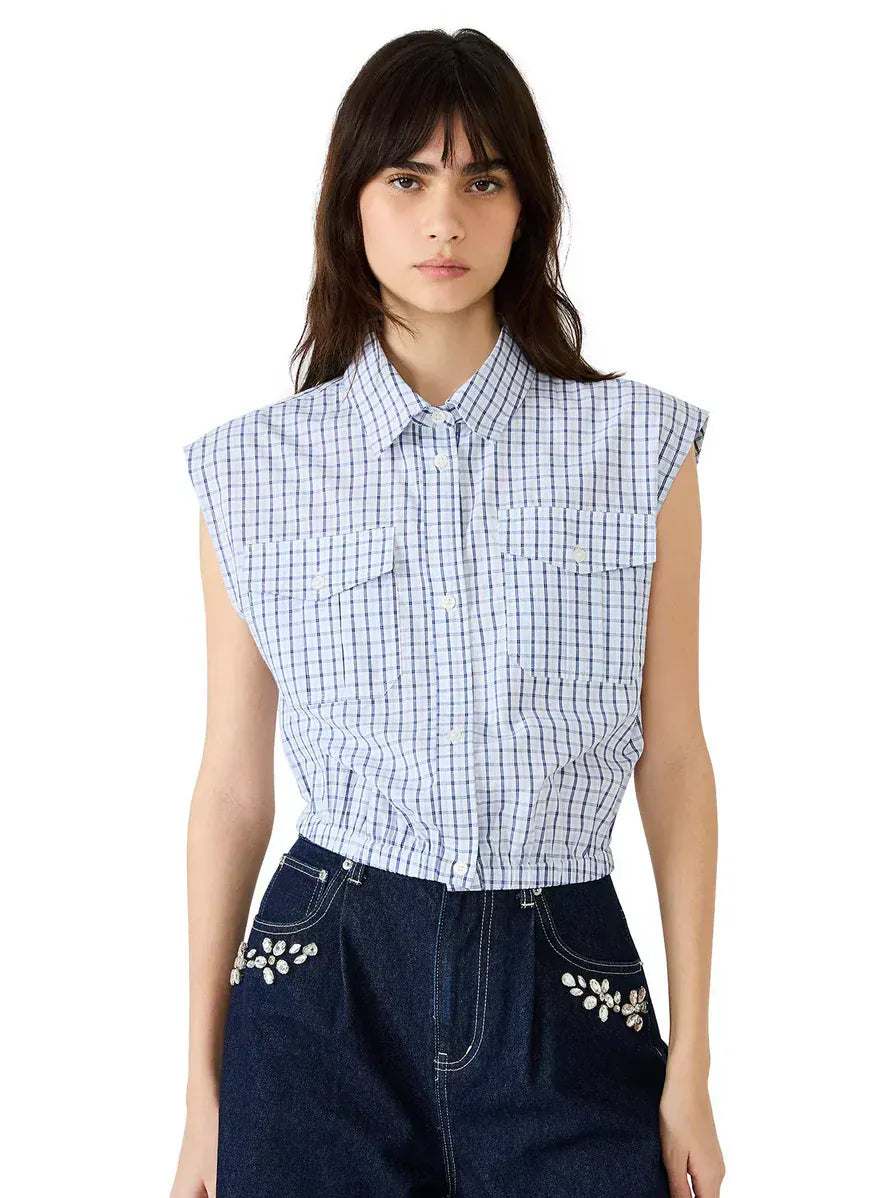 Steve Madden Top Navy Plaid / XS Scout Shirt