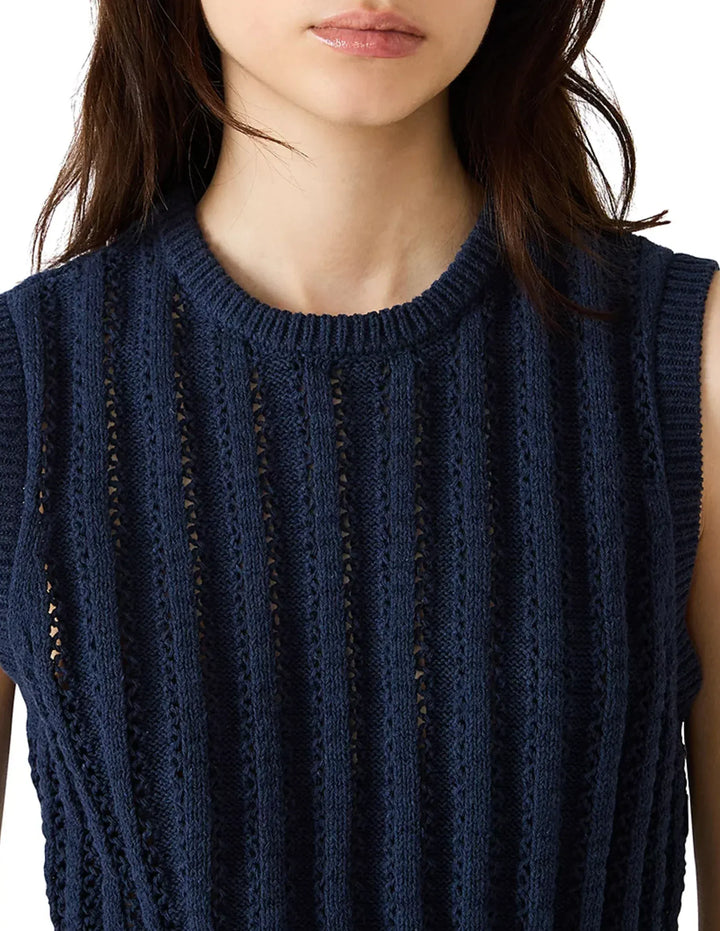 Steve Madden Embree Sweater Vest, stylish knit vest with ribbed details, perfect for layered casual or office outfits.