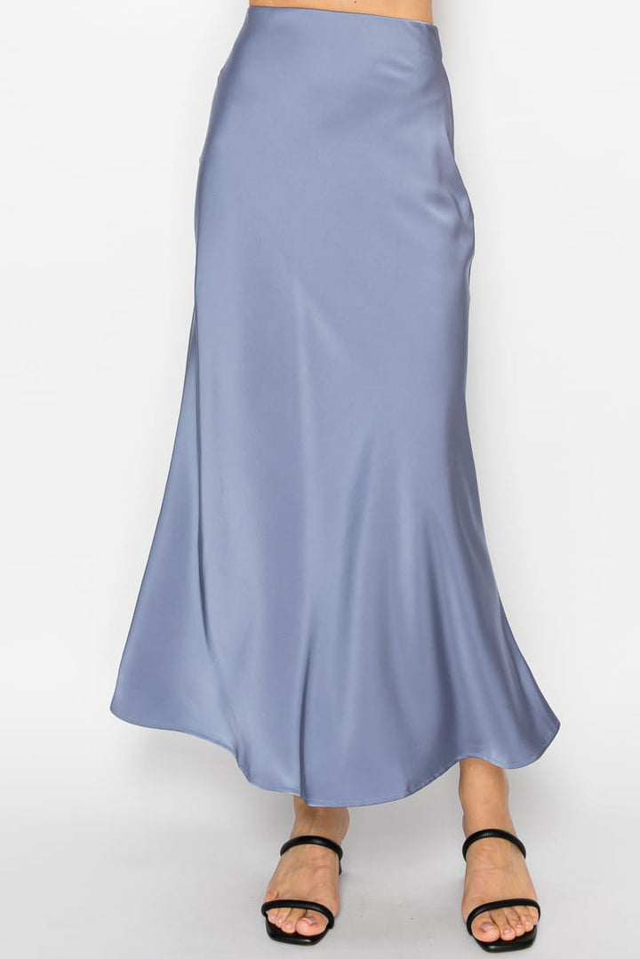 Stitch &amp; Co. Midi Skirt Slate Blue / S Thea Satin Midi Skirt