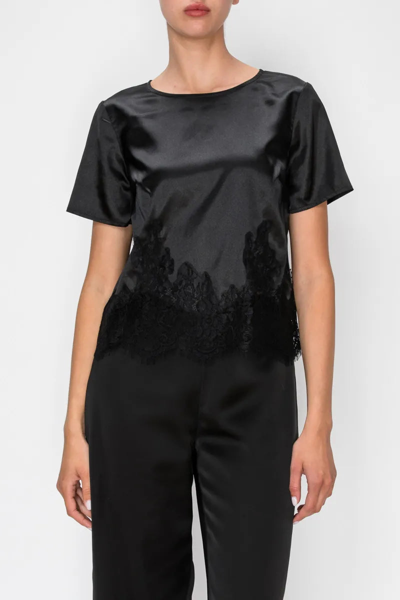 Stitch &amp; Co. Top Black / S Joanna Satin Top