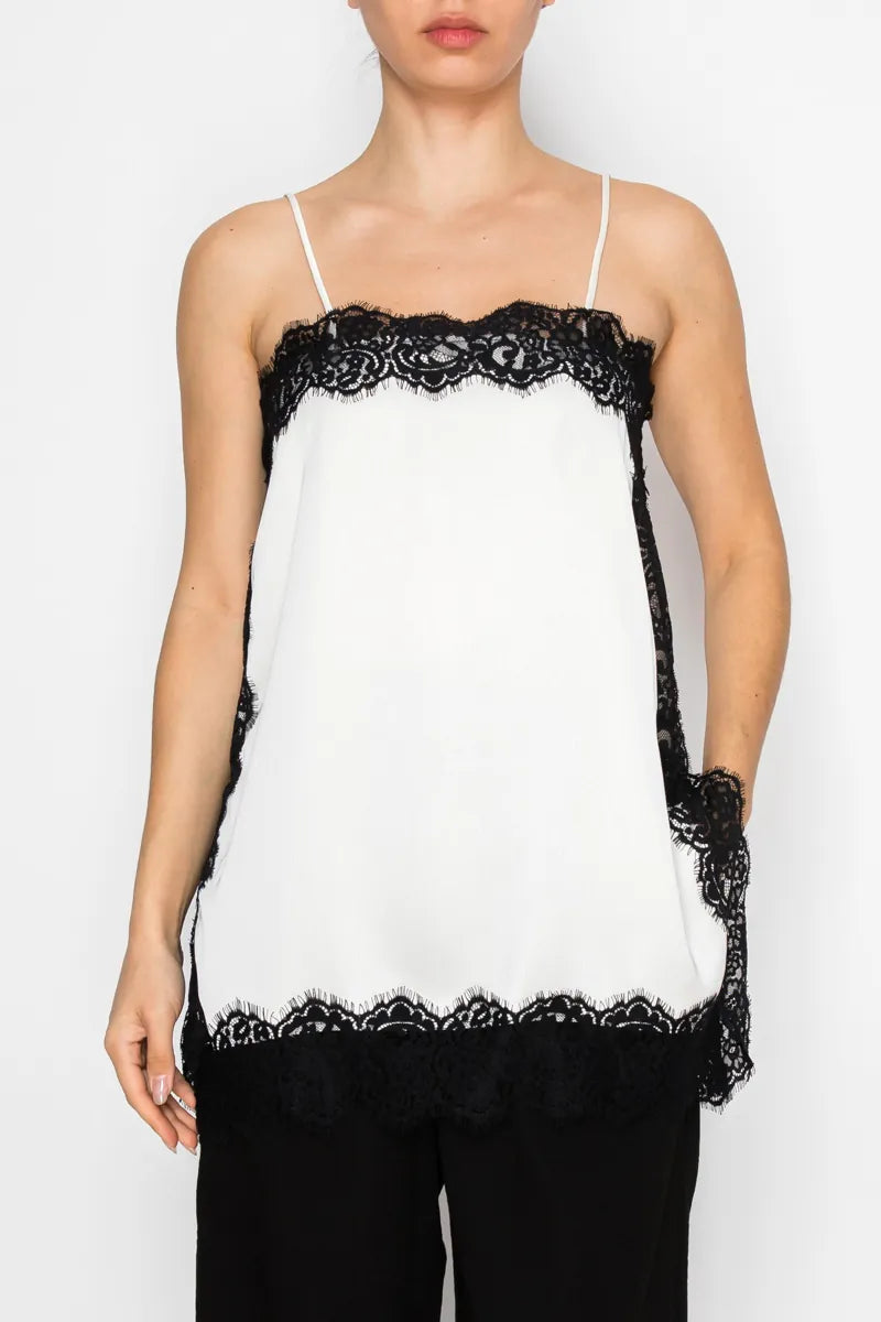 Stitch &amp; Co. Top Champagne / S Frances Lace Trim Top