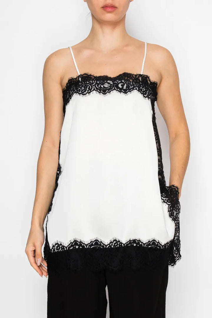 Stitch &amp; Co. Top Champagne / S Frances Lace Trim Top