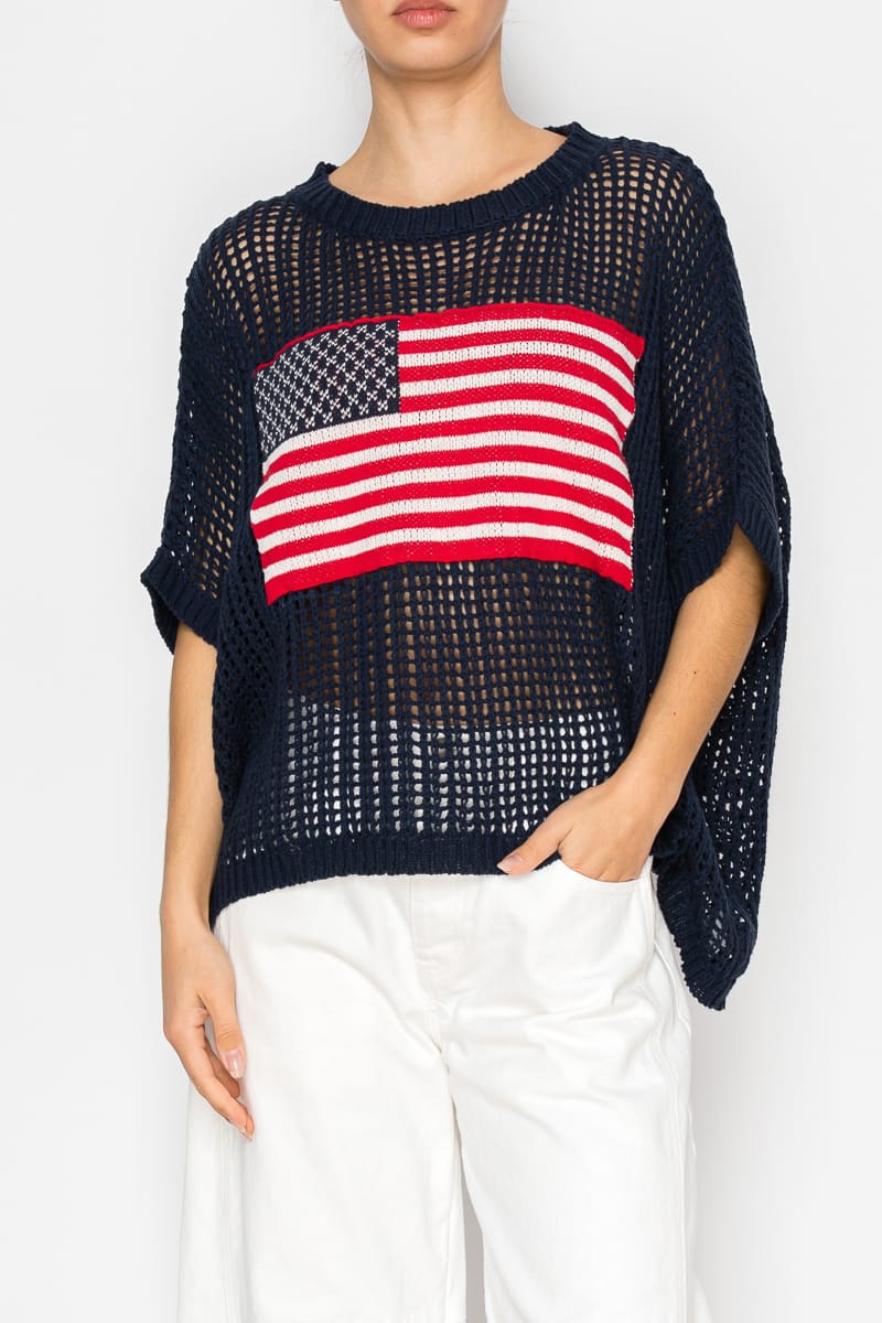 Stitch & Co. Top Navy / S American Flag Sweater Top