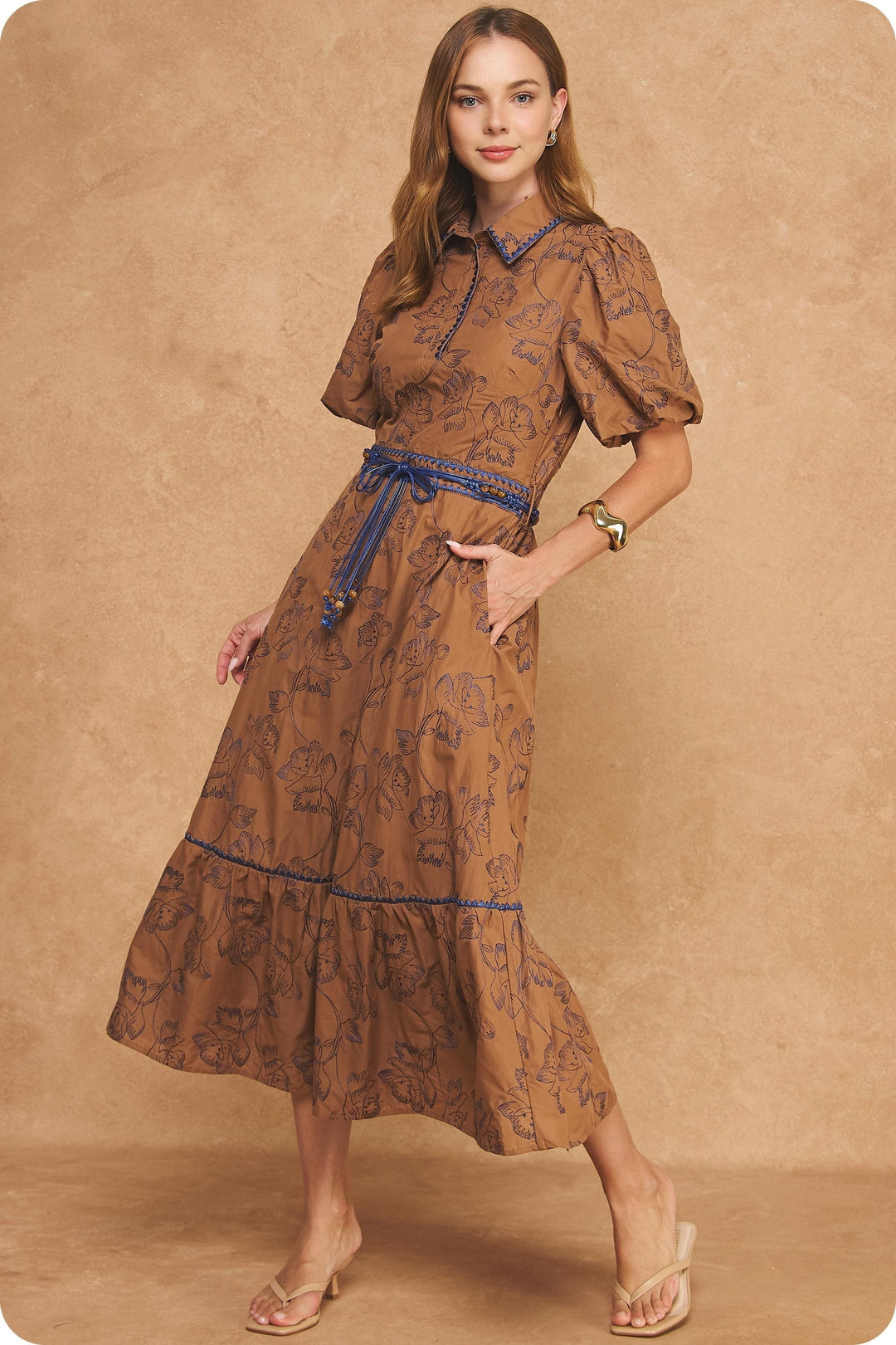 Strut &amp; Bolt Midi Dress Aubrey Puff Sleeve Midi Dress