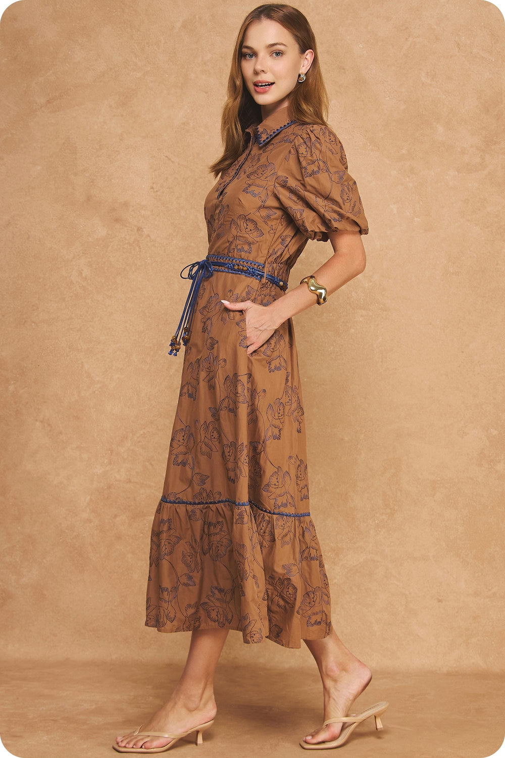 Strut & Bolt Midi Dress Aubrey Puff Sleeve Midi Dress