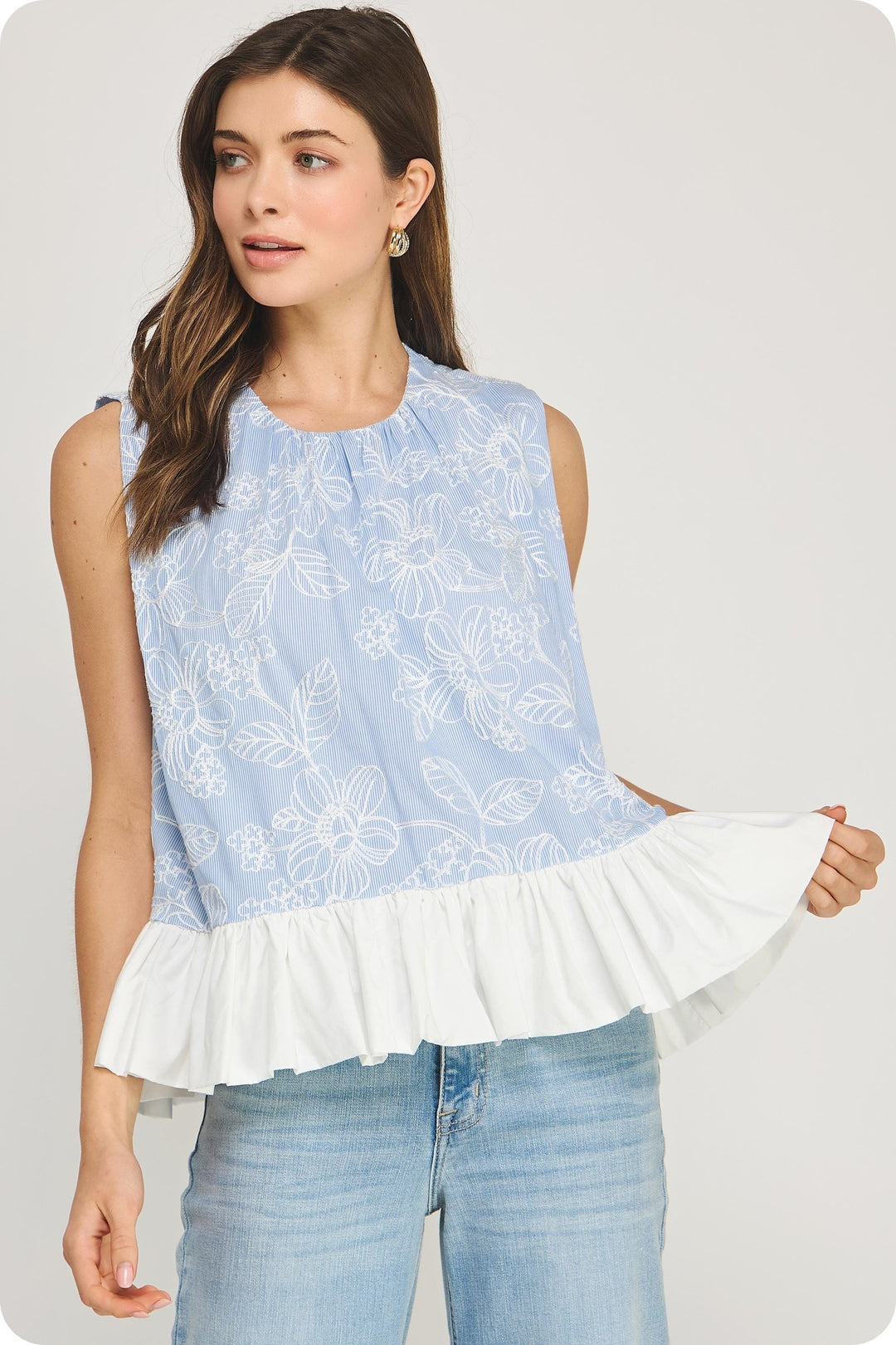 Strut & Bolt Top Eliana Floral Embroidery Top