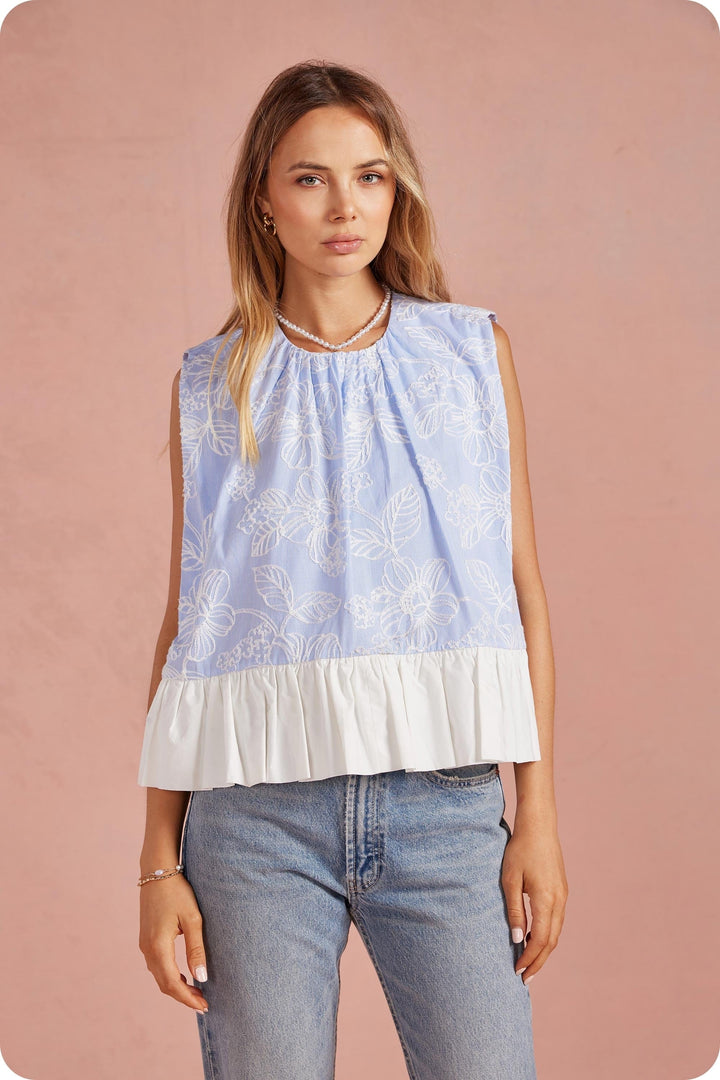 Strut & Bolt Top Eliana Floral Embroidery Top